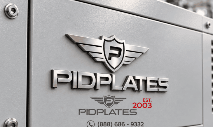 PidPlates custom 3D metal emblem for industrial products and vehicles